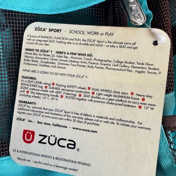 Zuca NEW Pet Carrier Bag Insert Travel Skating Sport Pockets Lightweight Aqua - Picture 9 of 16
